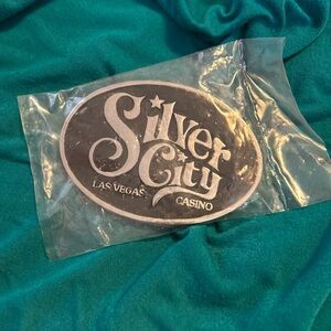 Vtg Silver City Belt Buckle Las Vegas Casino